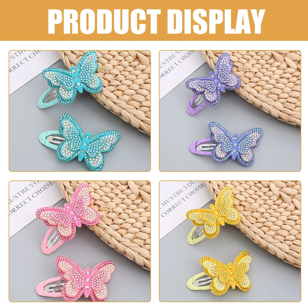 8Pcs Hair Clips Butterfly Shape Cute Lightweight Snap Hairpins Girls Hair Accessories for Birthday Wedding Prom Daily Use