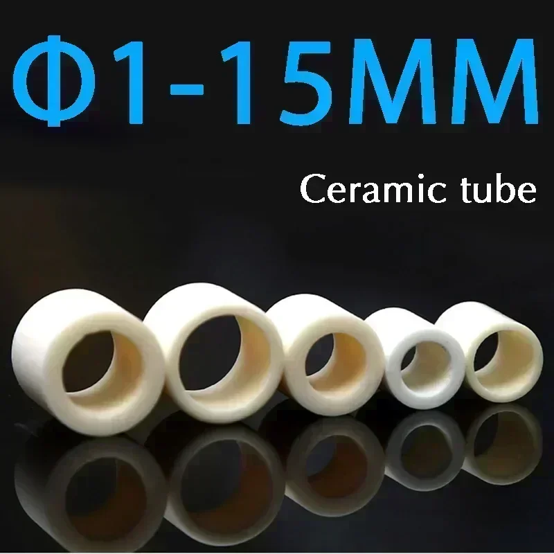 10pc Ceramic Tube Alumina Small Porcelain Tube Corundum Wear-resistant Insulating Porcelain Bushing Thermocouple Protection Tube