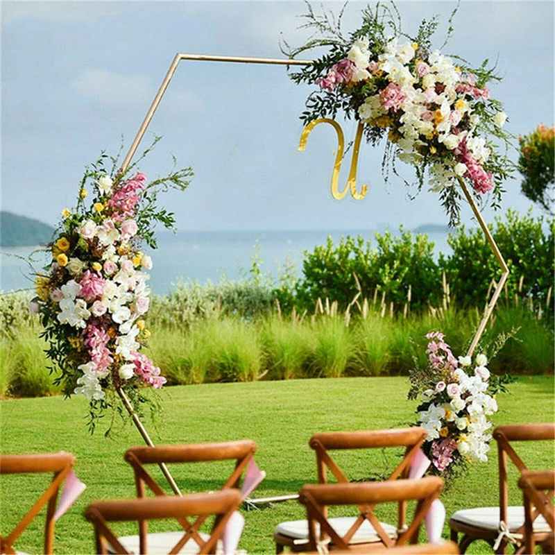 

Hexagonal Iron Flower Arch Frame, Outdoor Wedding Arch, Wedding Arch for Ceremony, Reception, Events, Garden Party, Event Decor