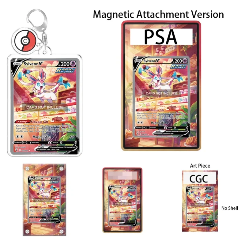 Étui de protection en acrylique recyclable pour porte-clés, idéal pour les fans d'art animé Pokémon Evolving Skies Sylveon V, cadeau pour collectionneurs