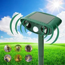 Ultrasonic Cat Dog Repellant Waterproof Solar Powered Animal Deterrent Alarm for Orchard/Greenhouse/Vegetable Garden