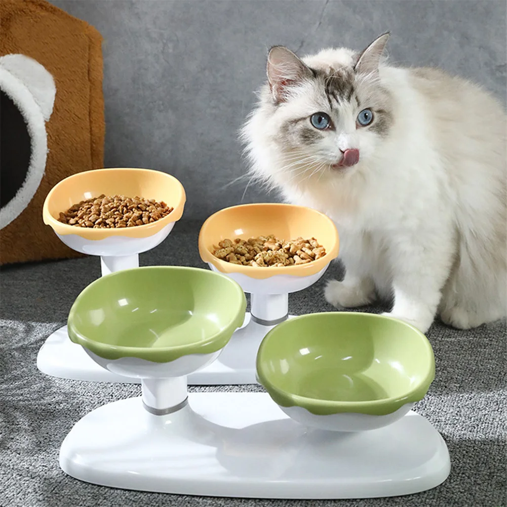 Cat Food Bowl Adjustable Height Cat Feeding Bowl Raised Cat Food Bowl Pets Elevated Water And Food Bowl Set With Anti-slip Pad