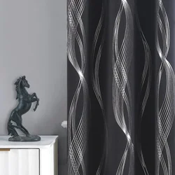 Silver Wave Pattern Blackout Curtains High Shading Noise Reducing Grommet Hook for Bedroom Living Room  Dining  Room Decoration