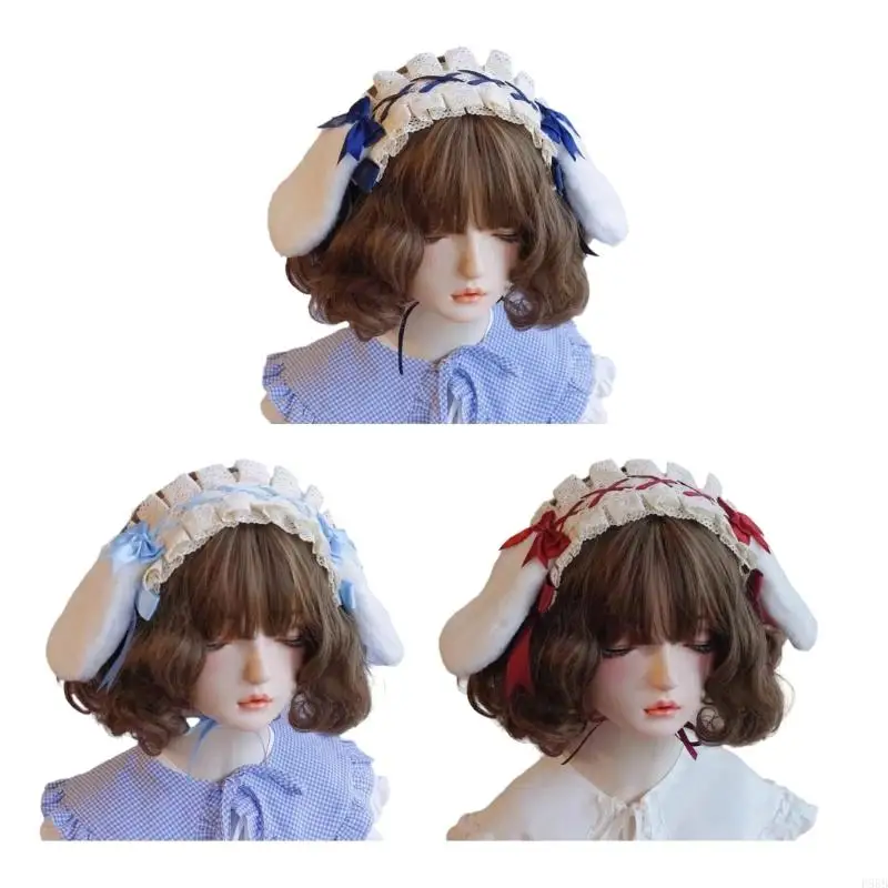 

P88B Plush LopEar Headband Role Play Party Hairhoop Cosplay Costume Head Accessory