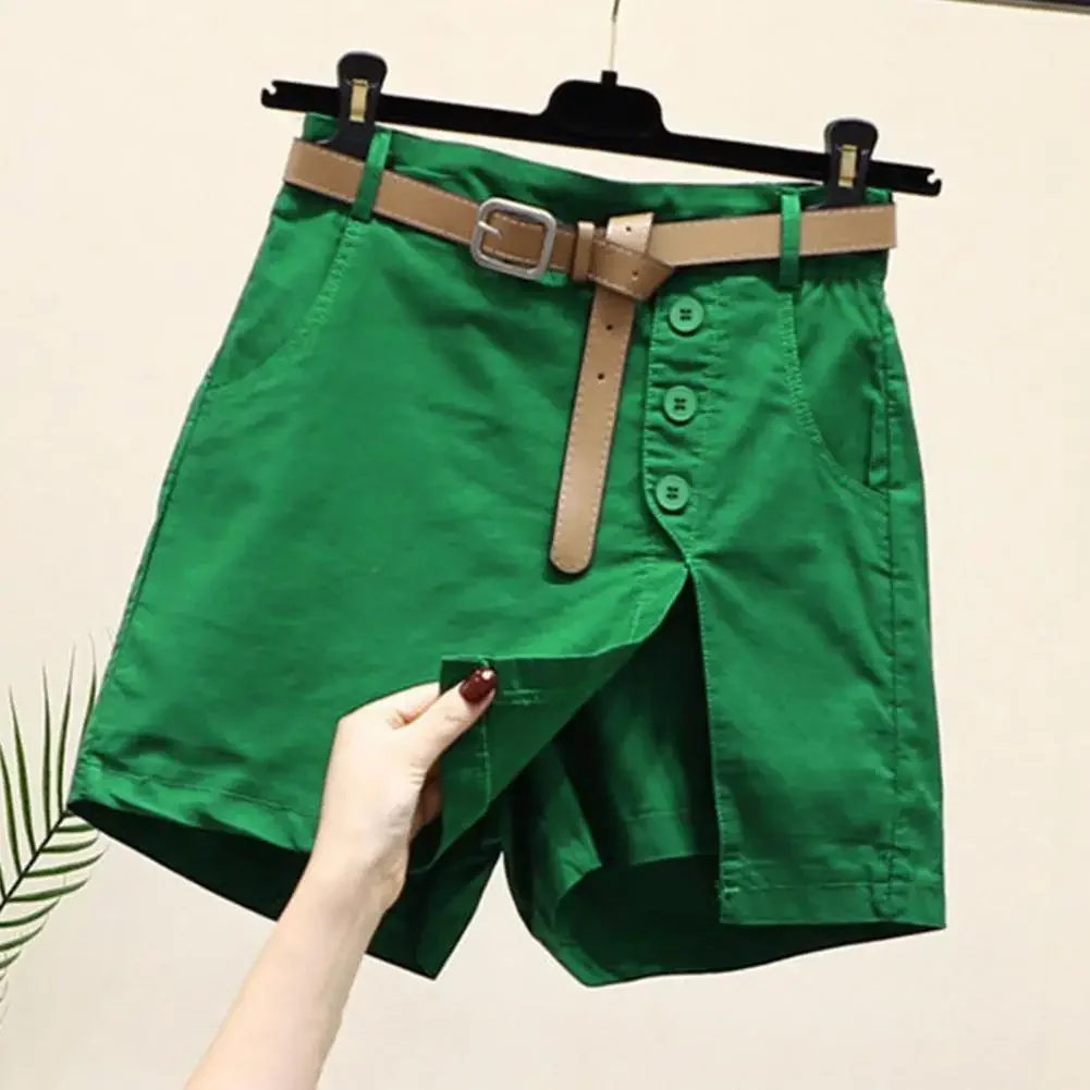 

Women Slimming Shorts High Waist Women's Skirt Shorts with Side Split Pockets Above Knee Length Solid Color for Female