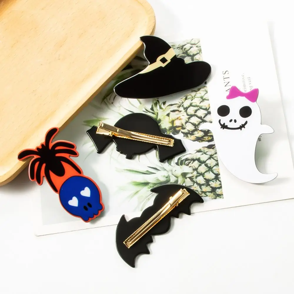 Creative Skull Halloween Ghost Hair Clip Bat Pumpkin Bat Hairpin Hairpin Korean Style Skull Duckbill Clip Party