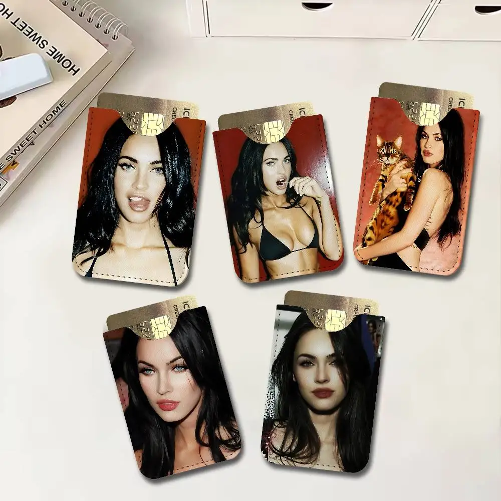 Megan F-Fox Vintage Beauty PU Leather Card Holder Sleeve for Credit Cards,Secure/Slim Design, Travel Storage Essentials