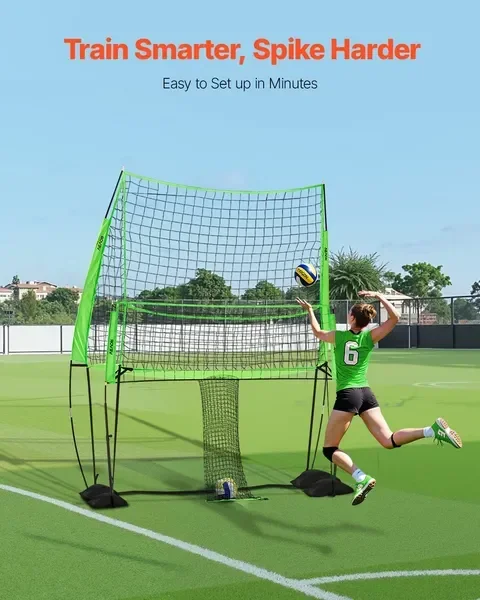 Volleyball Training Net System, Freely Height-Adjustable Practice Equipment with Ball Return, 8x11ft