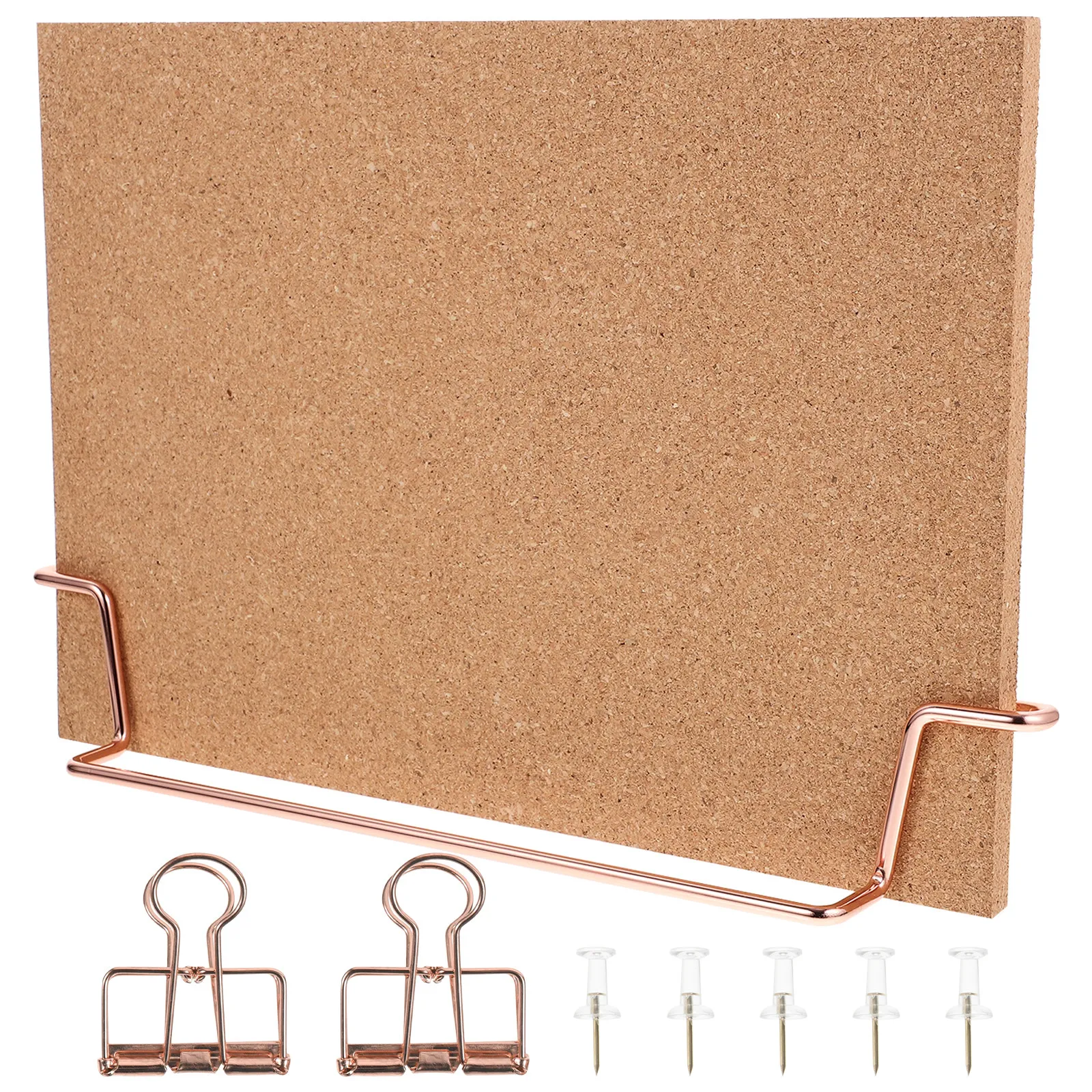 

Golden A4 Double-Sided Cork Office Bulletin Message Stand-Up Desk Decorative Display for Photos Notes Travel Plans Metal