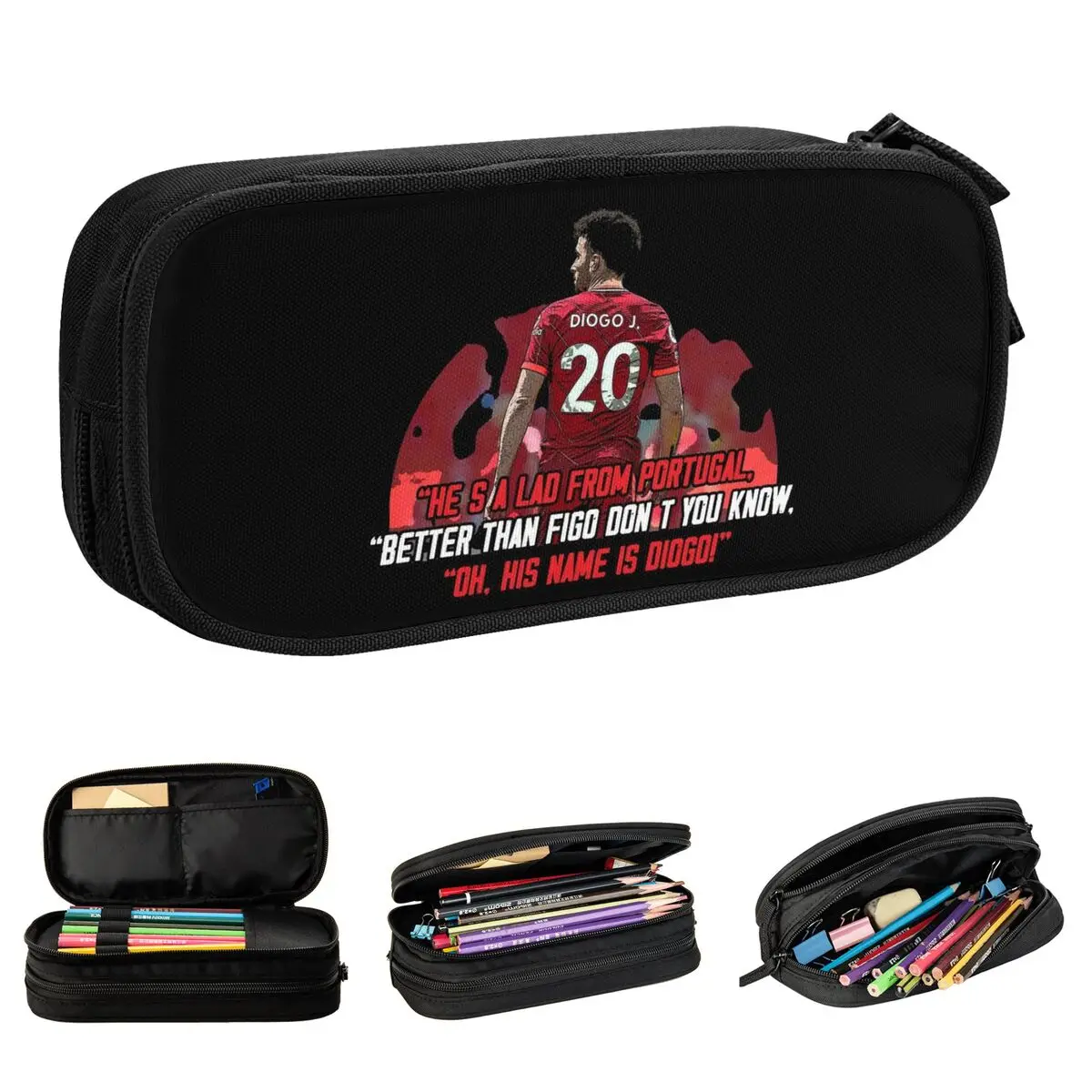 مقلمة Diogo Jota لكرة القدم رقم 20، حقائب حامل أقلام للطلاب، تخزين كبير للطلاب، هدايا مدرسية، صندوق رصاص
