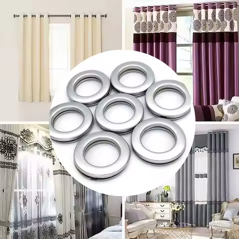 7Pcs Curtain Grommets Curtain Ring Plastic Ring Matte Silver for Window Shower Drapery Living Room