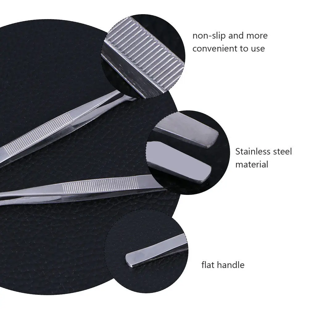 3Pcs Professional Stamp Tweezer Stainless Steel Non-Slip Concave Convex Handle Portable for Stamps Beads Micro Parts False