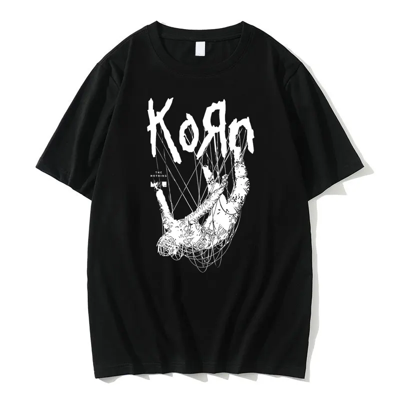 

American Singer Rock Band Korn Print Graphic T-shirt Summer Men Short Sleeve Tees Streetwear Men's Casual Pure Cotton T Shirts