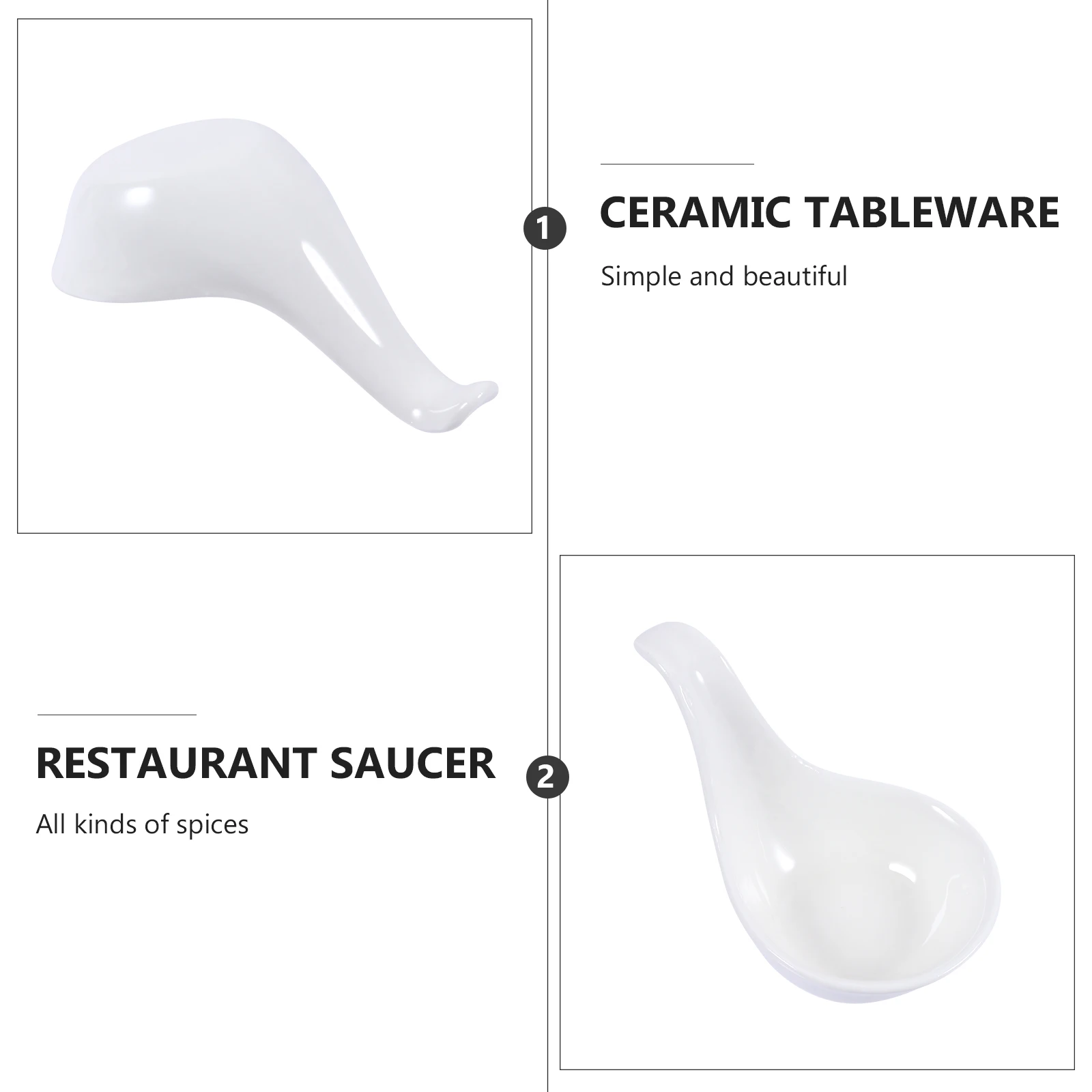 

3Pcs Premium Ceramic Caviar Spoon Dish Small Size Easy Carry Stylish Modern Design for Home Catering Gift Seasoning Dish