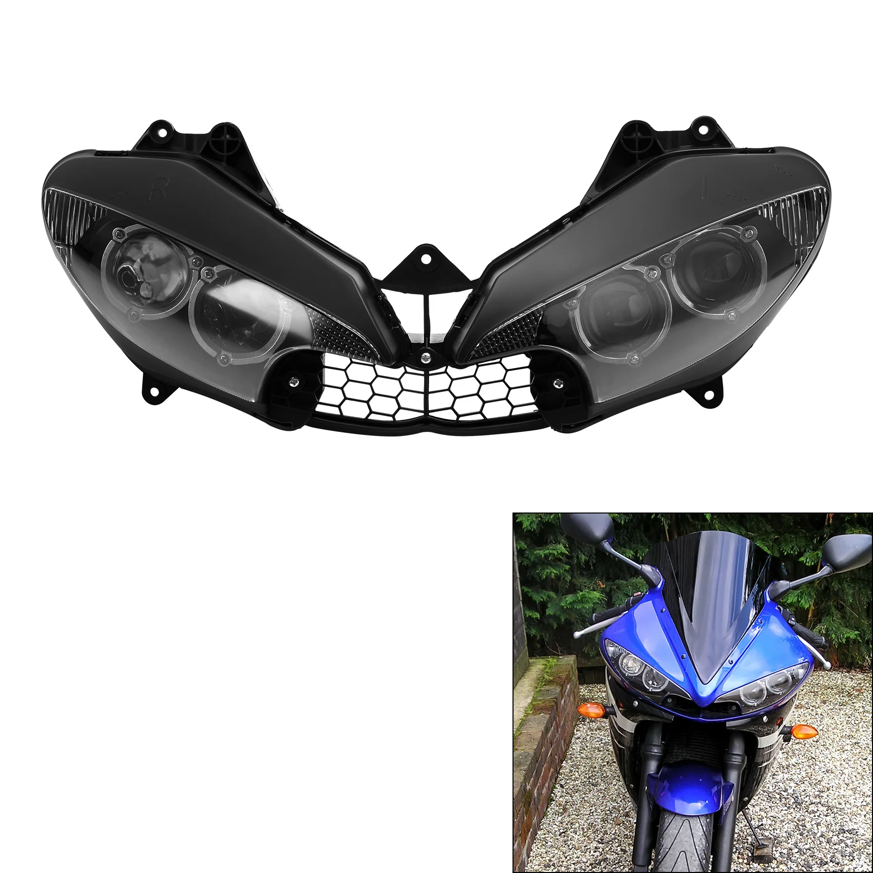 

Motorcycle Headlight Head Light Lamp Assembly Fit For Yamaha YZF R6 2003-2005 YZF R6S 2006-2009