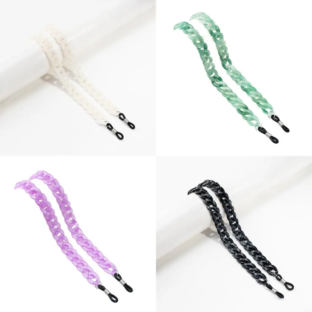 B95F نظارات القراءة Retainer antislip eyeglass chain سلسلة ملونة التصميم الأكريليك مريح للبالغين طوال اليوم ارتداء
