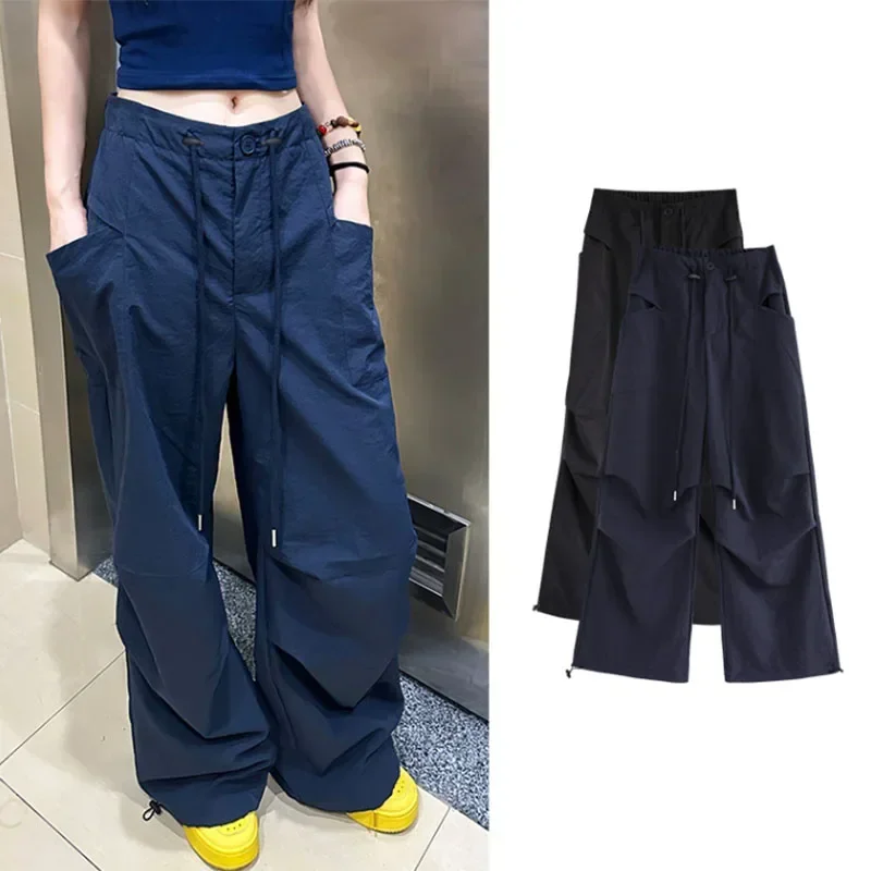 90S American Vintage Cargo Pants Women Oversize Loose Fit Big Pocket Wide Leg Trousers Harajuku Streetwear Y2K Joggers Pants