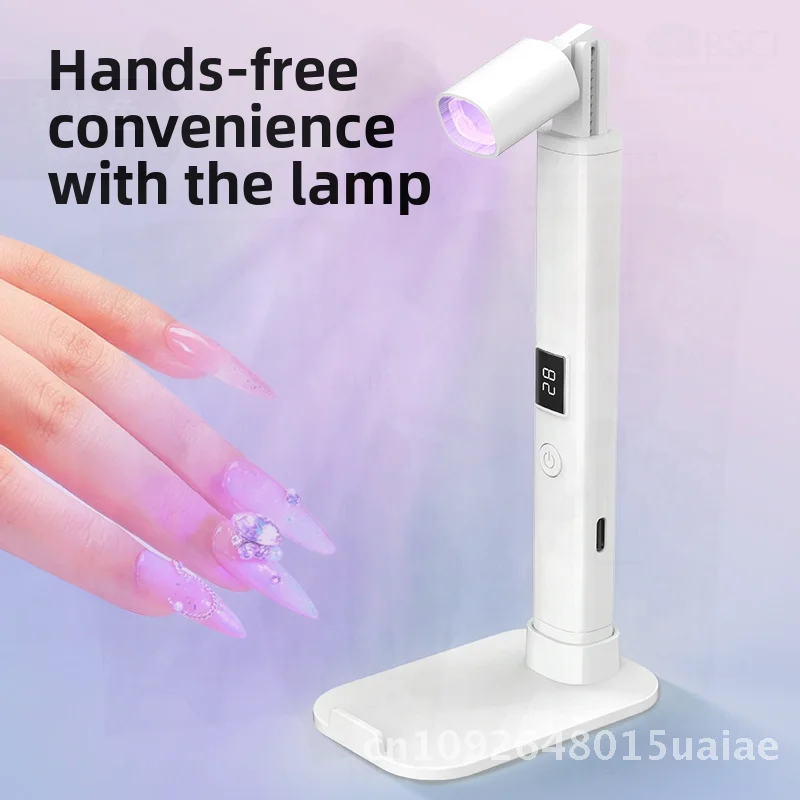 Portable Mini Manicure Light with Power Storage Telescopic Therapy Handheld Nail Roast Lamp White Single-Light Bracket Style