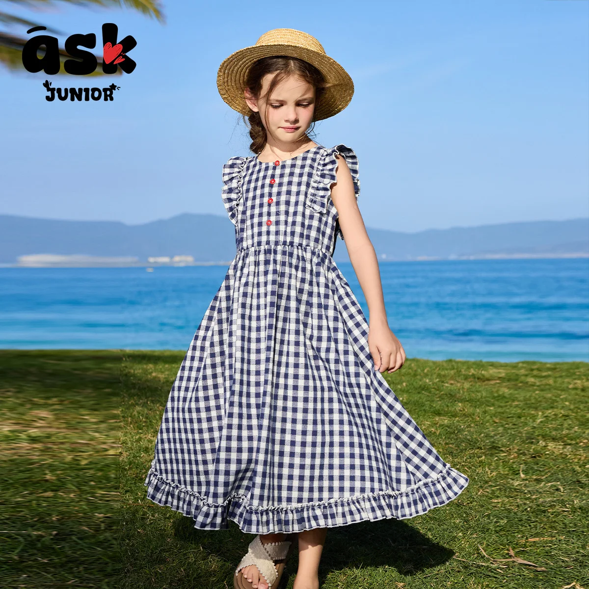 اسأل فستان كاجوال صيفي منقوش بألوان متباينة للفتيات الصغيرات #4