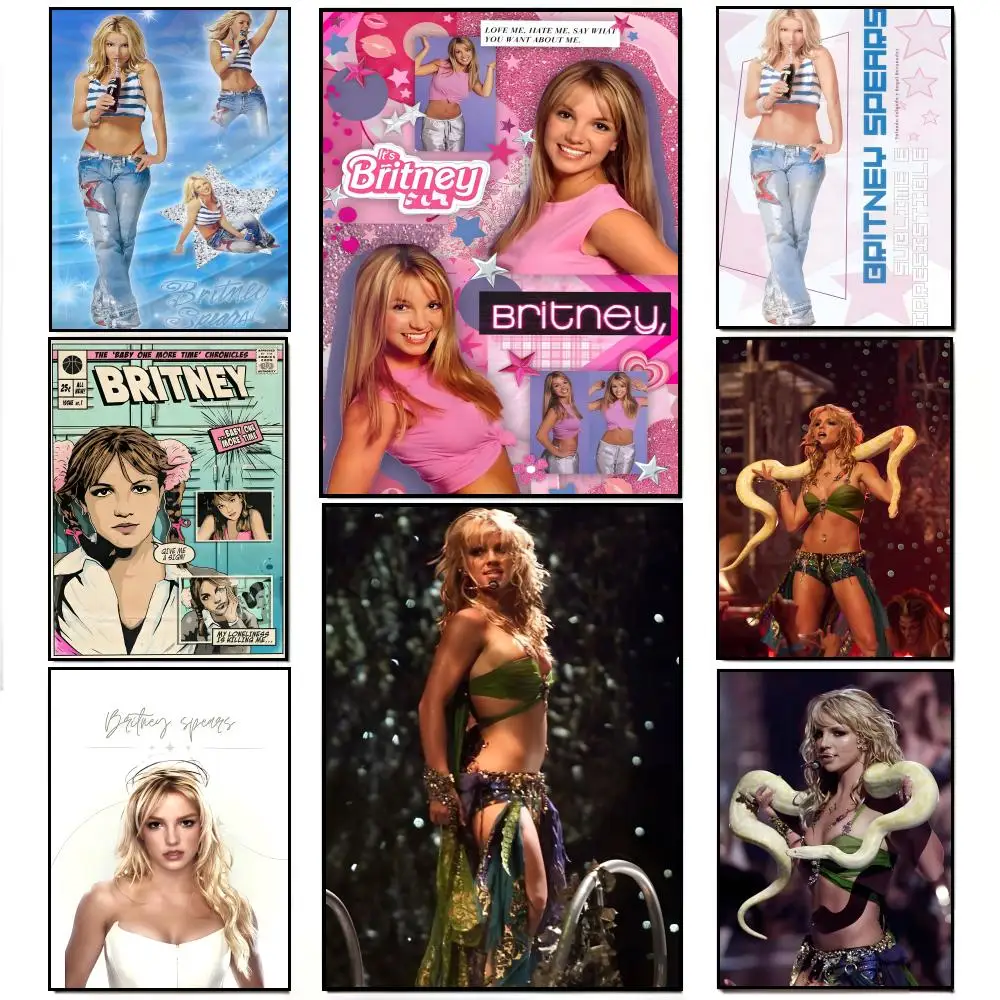 Póster de la actriz cantante B-Britney S-Spears, pegatina de pared impermeable HD, decoración para sala de estar, regalo