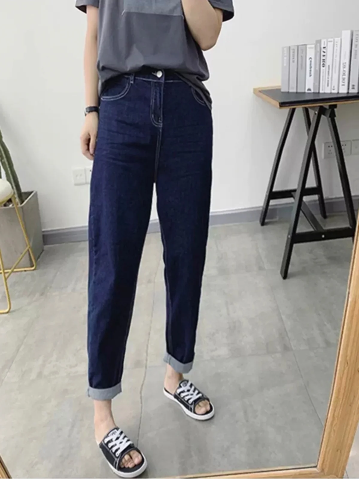 

plus Size Women's High Waist Straight Leg Dad Jeans Harlan Style Autumn Winter New Arrival Slimming for Pear Shaped Body