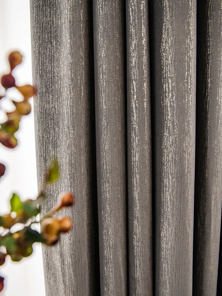 Italian Style Luxury Texture Velvet Bronzing Curtains for Living Room Bedroom Fabric Curtains Nordic Modern Custom Size