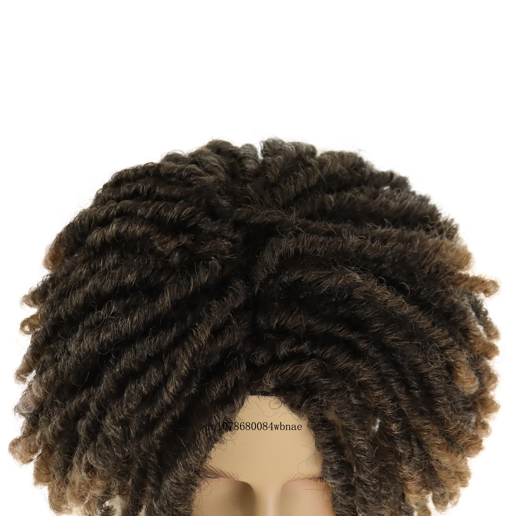 Dreadlocks cortos sintéticos ombré marrón claro Crochet Twist pelo trenzado pelucas Afro Bob rizado hombres peluca fiesta diaria resistente al calor