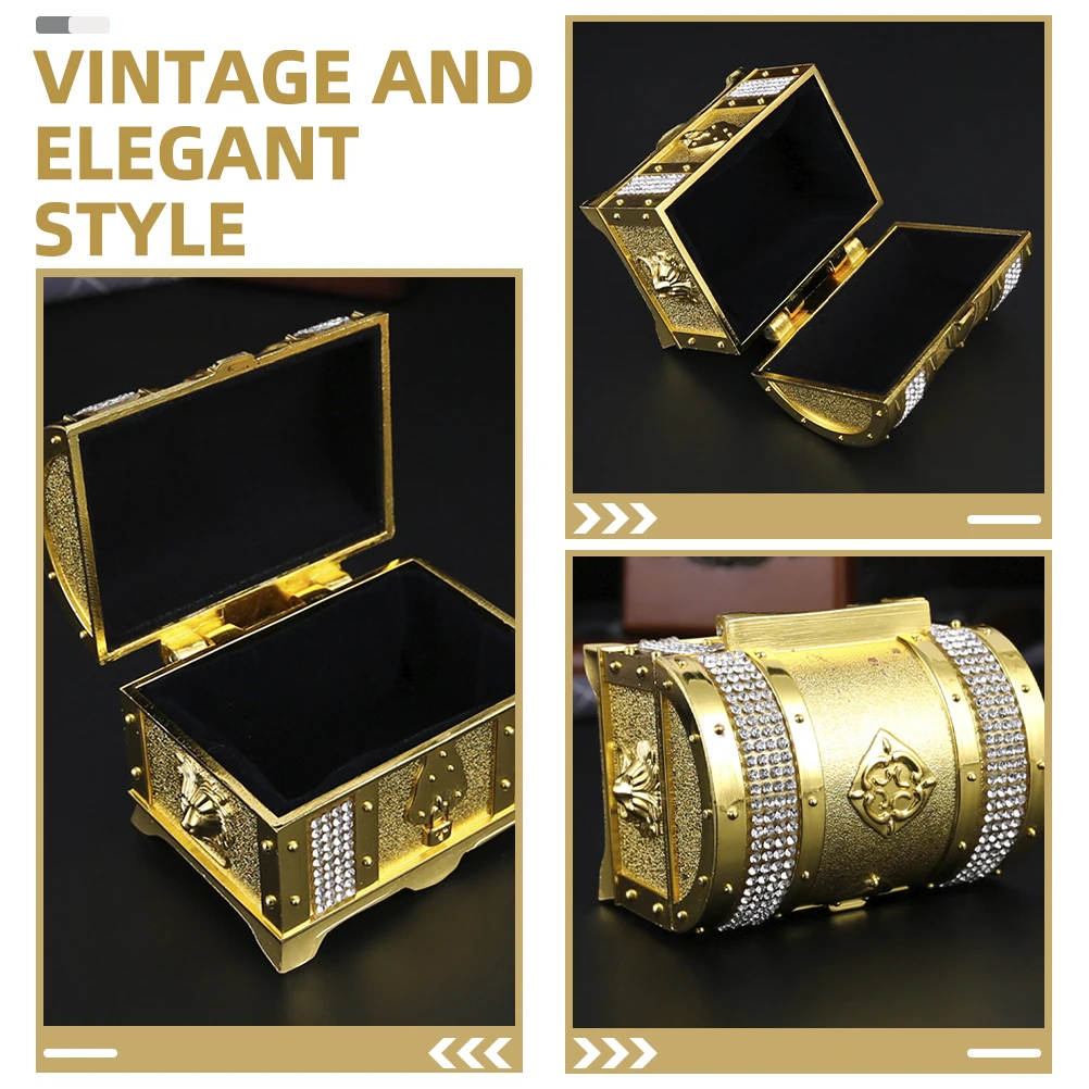 

Jewelry Storage Box Trinket Case Earrings Golden Zinc Alloy Boxes for Jewellery