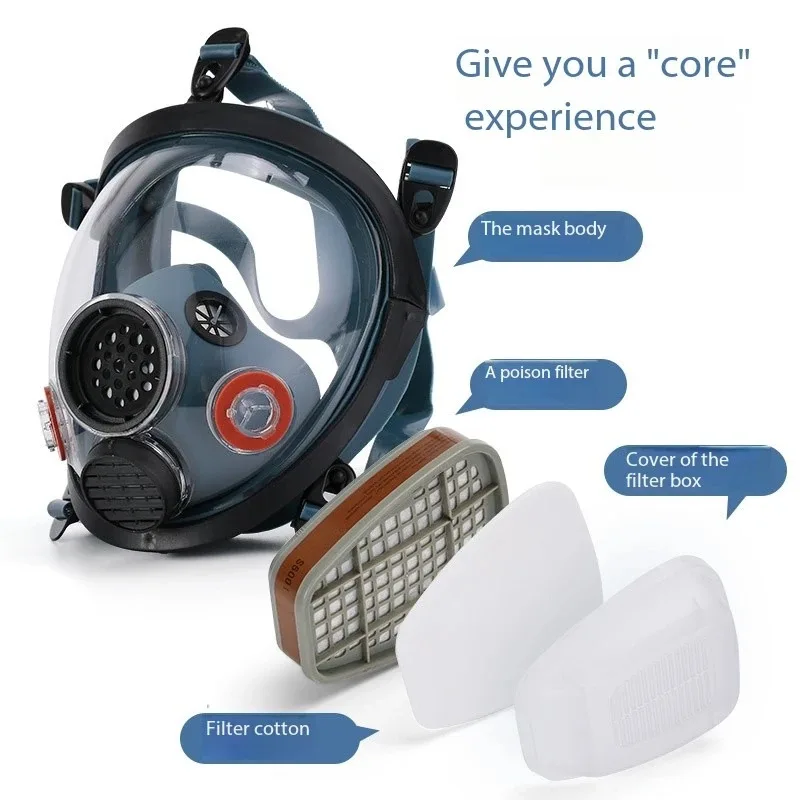 Protective mask, spray painted, chemical fire protection, wide field of view, full face mask, acid and alkali gas, 6800 gas mask