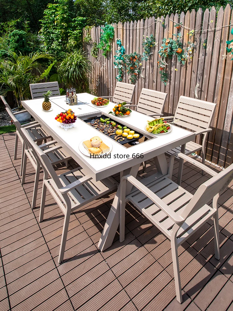 Outdoor barbecue tables and chairs Nordic household aluminum alloy outdoor furniture