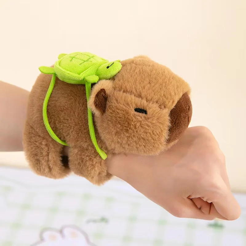 New Capybara Wristband Bracelet Kawaii Cartoon Plush Animal Capybara Clap Circle Cotton Doll Cute Children Toys Kids Funny Gifts