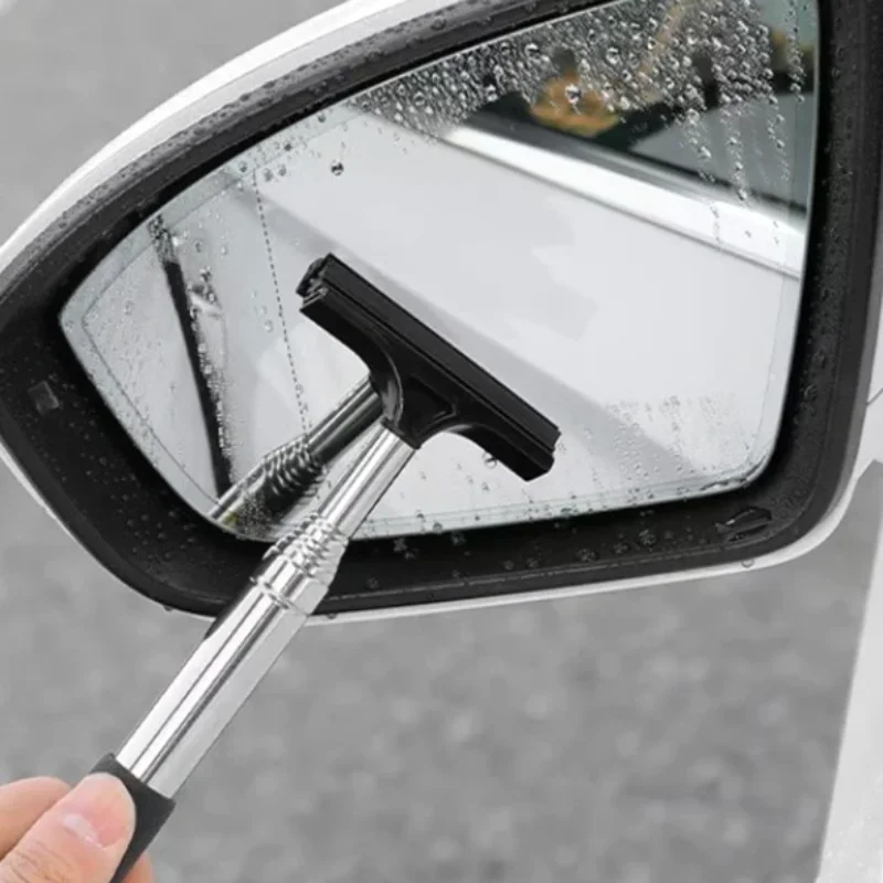 Car Rearview Mirror Wiper Telescopic Squeegee Portable Cleaning Rod Mini Auto Mirror Cleaning Tool Car Wash Accessory