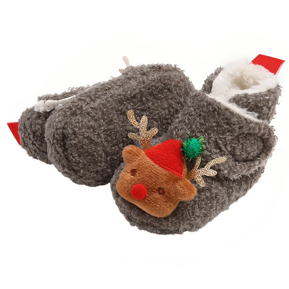 

1 пара серой детской обуви, размер 22, нескользящая подошва, эластичная детская прогулочная обувь на мягкой подошве, удобные теплые ботинки для малышей, шикарные детские ботинки