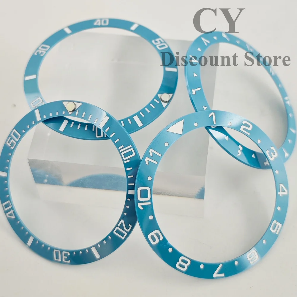 RICHUS 38mm Sky Blue Ceramic Bezel Slopping Insert Watch Case Fit for NH35 Watch Ring Parts
