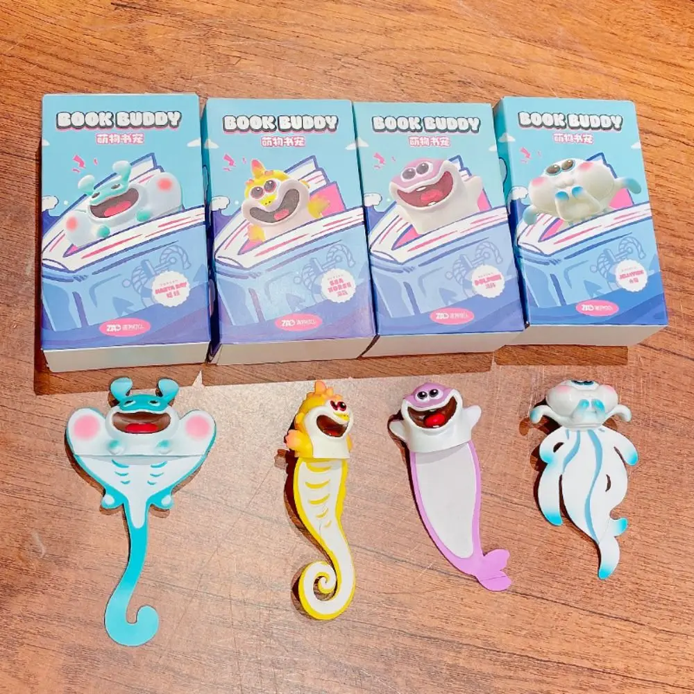 Manta Ray Marine Organism Bookmark Sea Horse Dolphin 3D Cartoon Book Marker PVC Convenient Squashed Jellyfish Bookmark