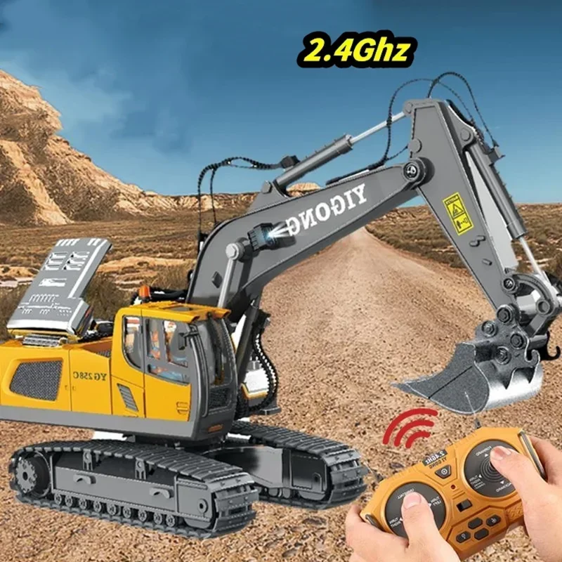 Remote Controlled Excavator Alloy Engineering Car Boy Bulldozer Remote Controlled Car Truck Toys 2.4G Toys Children's Car Gifts