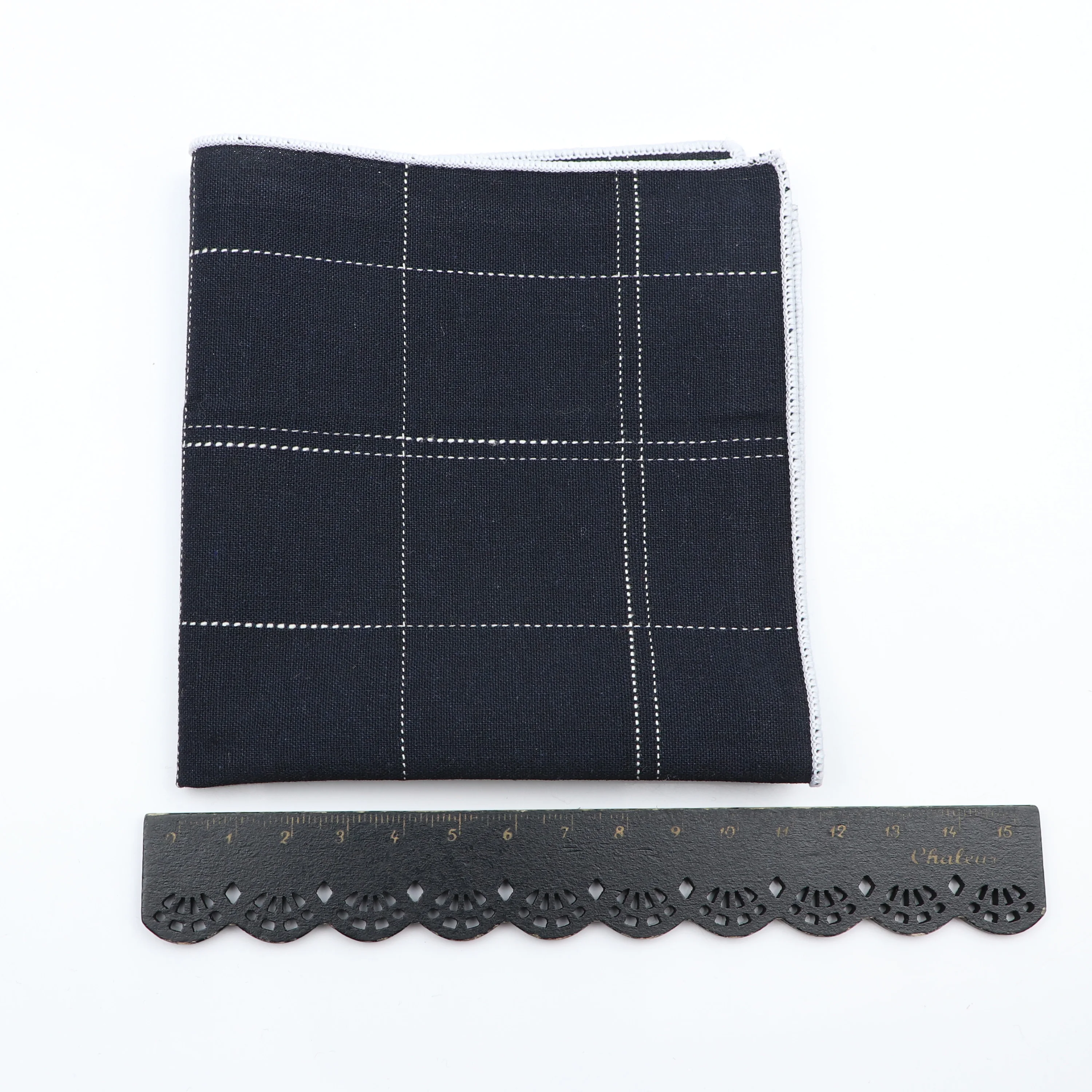 Schwarz Grau Blau Herren Anzug Tasche Platz 100% Baumwolle Handgemachte 24cm Breite Striped Plaid Brust Handtuch Hanky Formale Taschentuch geschenk