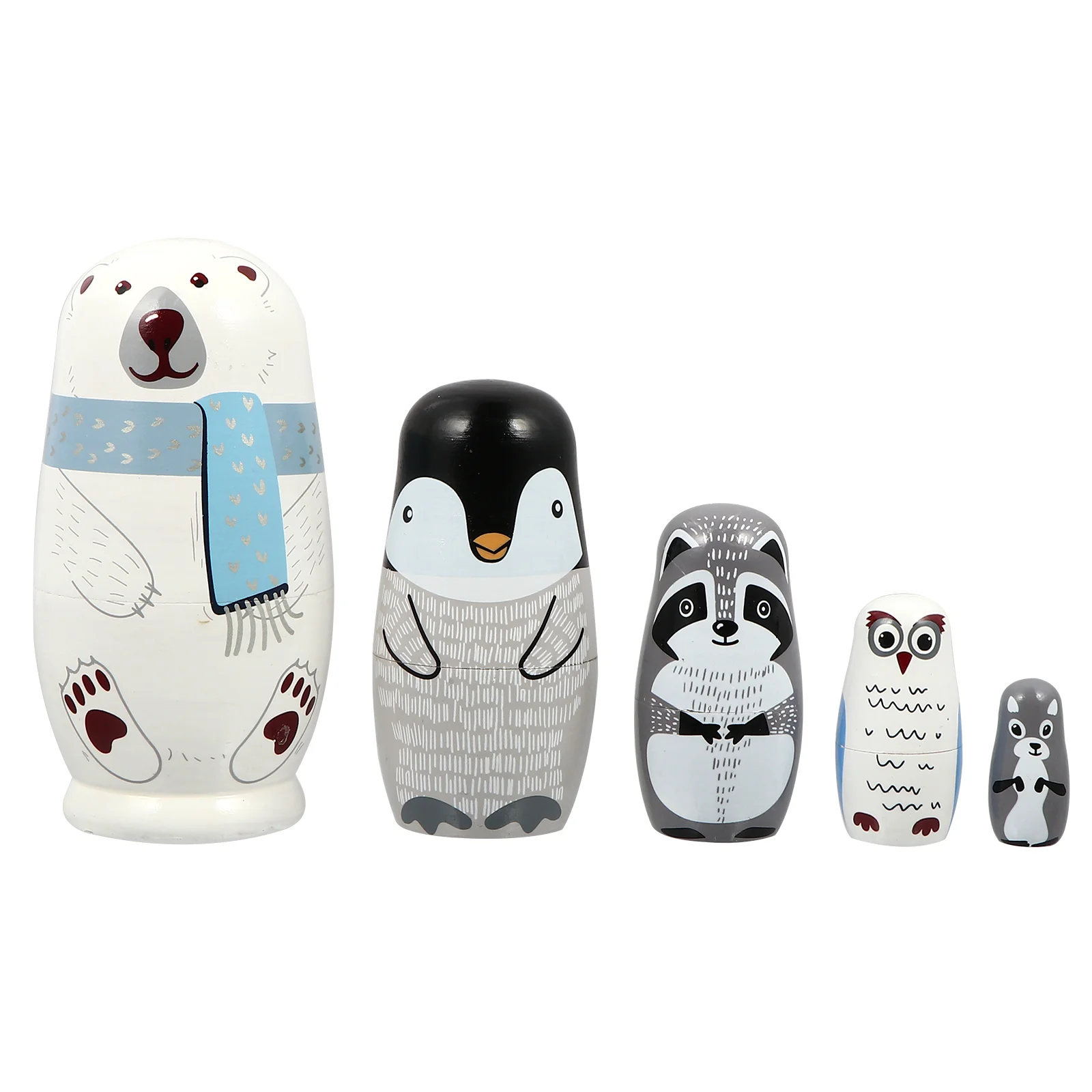 White Bear Matryoshka Dolls Russian Stacking Christmas Baby Nesting Toy Wooden Birthday Gift