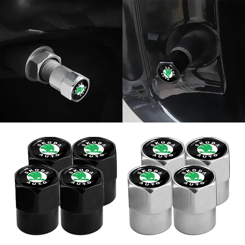 

new Car Wheel Tire Valve Stems Cap With Keychain Keyring Badge For Skoda octavia a5 a4 mk1 fabia superb rapid mk3 yeti 2006 sign