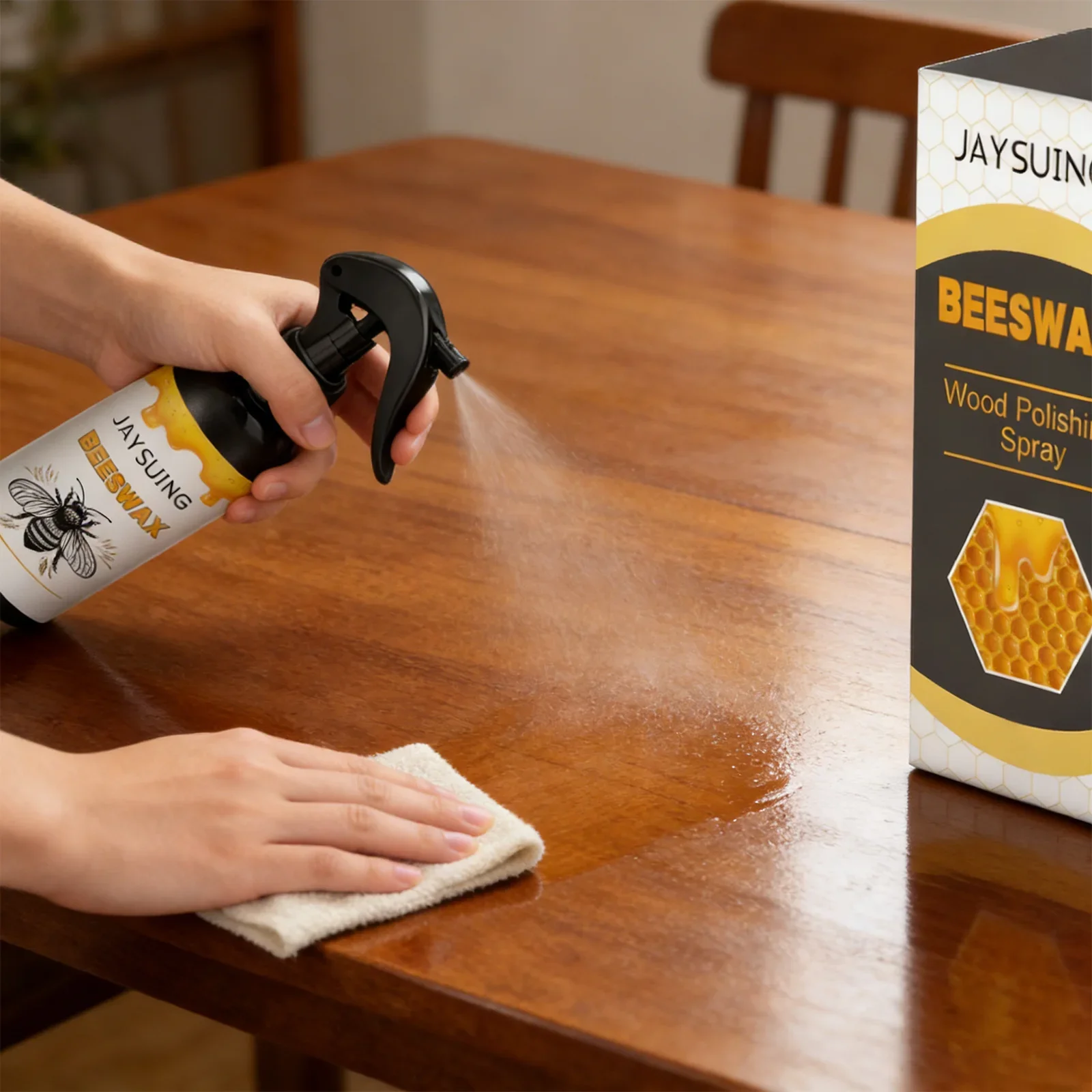 Beeswax Wood Polish Spray 120ml Furniture Scratch Repair Floor Seasoning Wax Natural Shine Waterproof Non Greasy Wood Care
