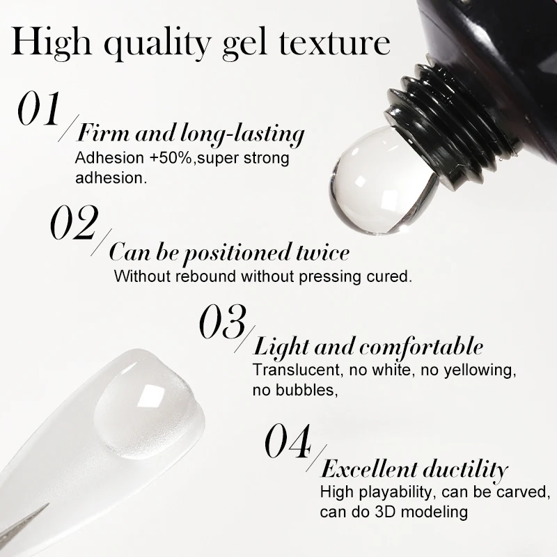 LILYCUTE 15g Gel à ongles solide pour faux conseils étendre la presse sur les ongles longue durée forte adhérence tremper le vernis à ongles Gel UV pour pointe