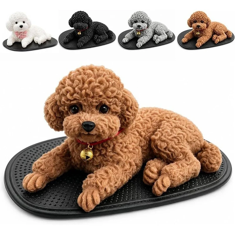 Soft Silicone Shaking Dog Car Ornament Head Figurine with Non-slip Pad Auto Dashboard Tabletop Display Decor for Dog Lovers