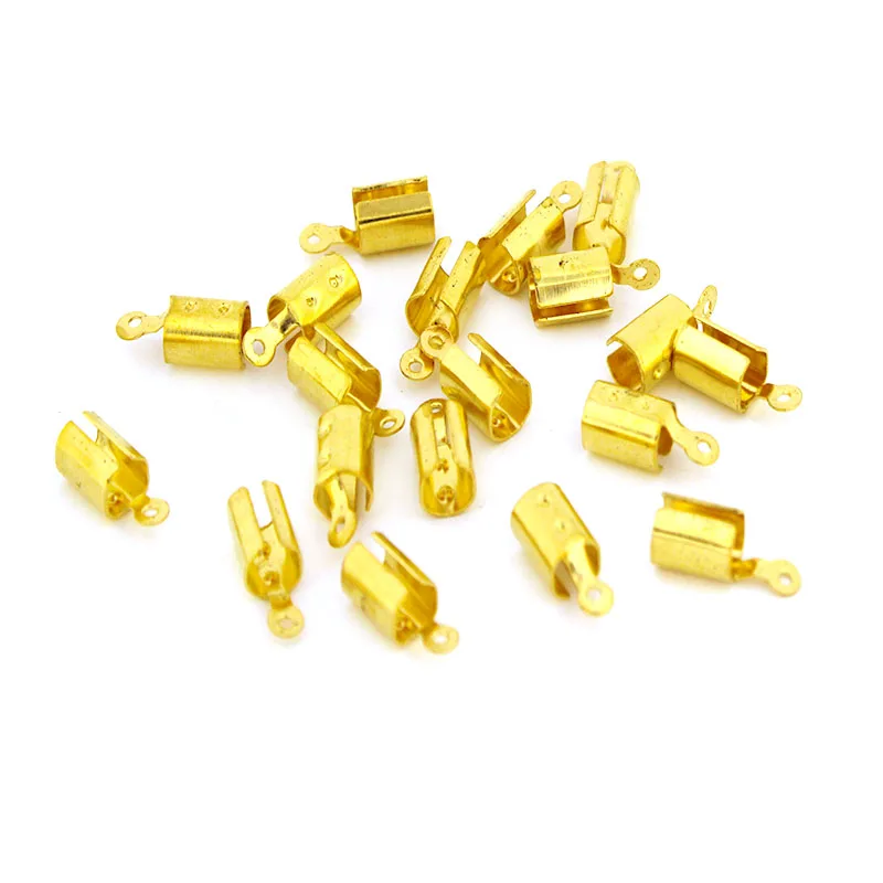 100Pcs 4mm Hole Leather Cord Ends Caps Crimp Bead End Caps for Jewelry Making DIY Components Bracelet Necklace Squeeze Fastener