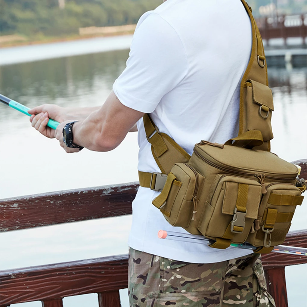 في الهواء الطلق صيد السمك حقيبة واحدة الكتف Crossbody التكتيكية أكياس الخصر حزمة طعوم الأسماك والعتاد فائدة تخزين أكياس حقيبة صدر للرجال