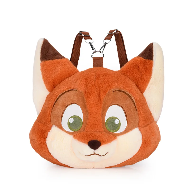 Nick Zootopia ransel rubah lembut kartun lucu mainan boneka lembut berbulu Kawaii tas bahu ganda hadiah yang indah pinggiran