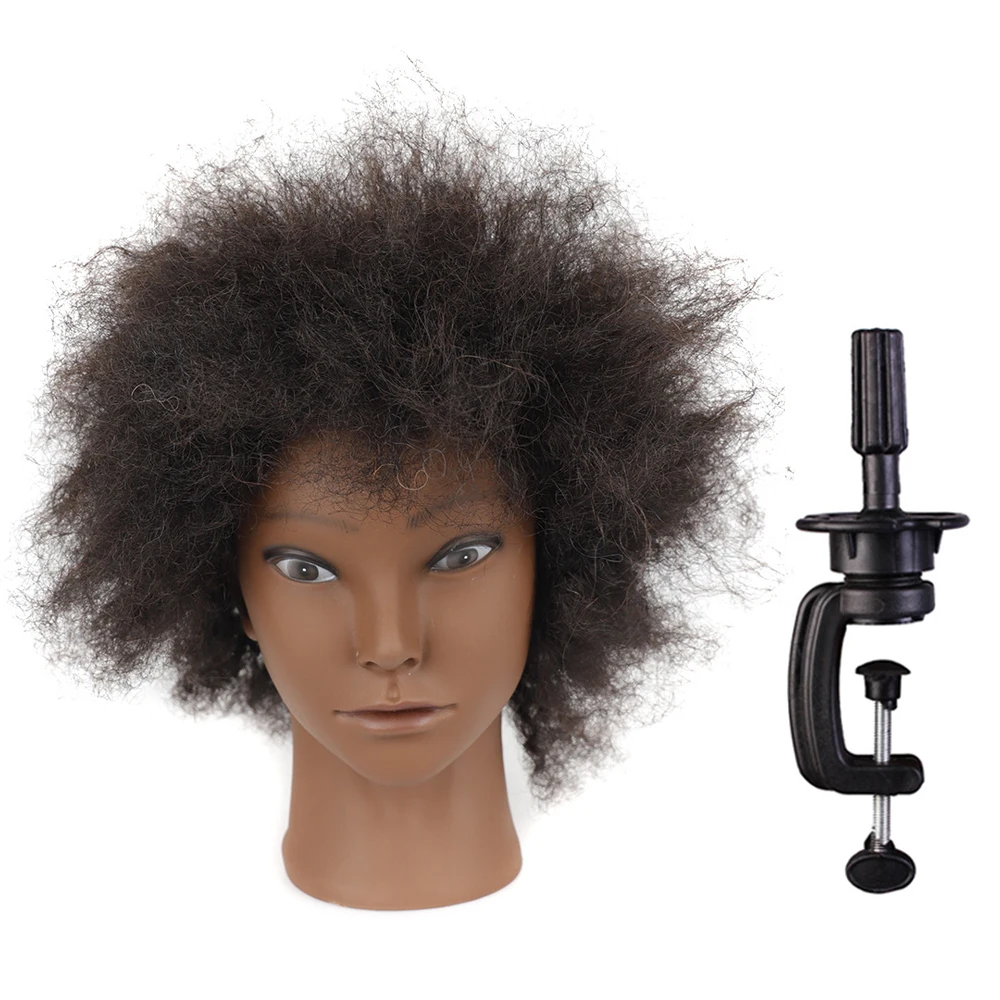 Afro Mannequin Heads With 100%Real Human Hair Hairdressing Training Head For Salon Cosmetology Manikin Dummy For Doll Heads Hair