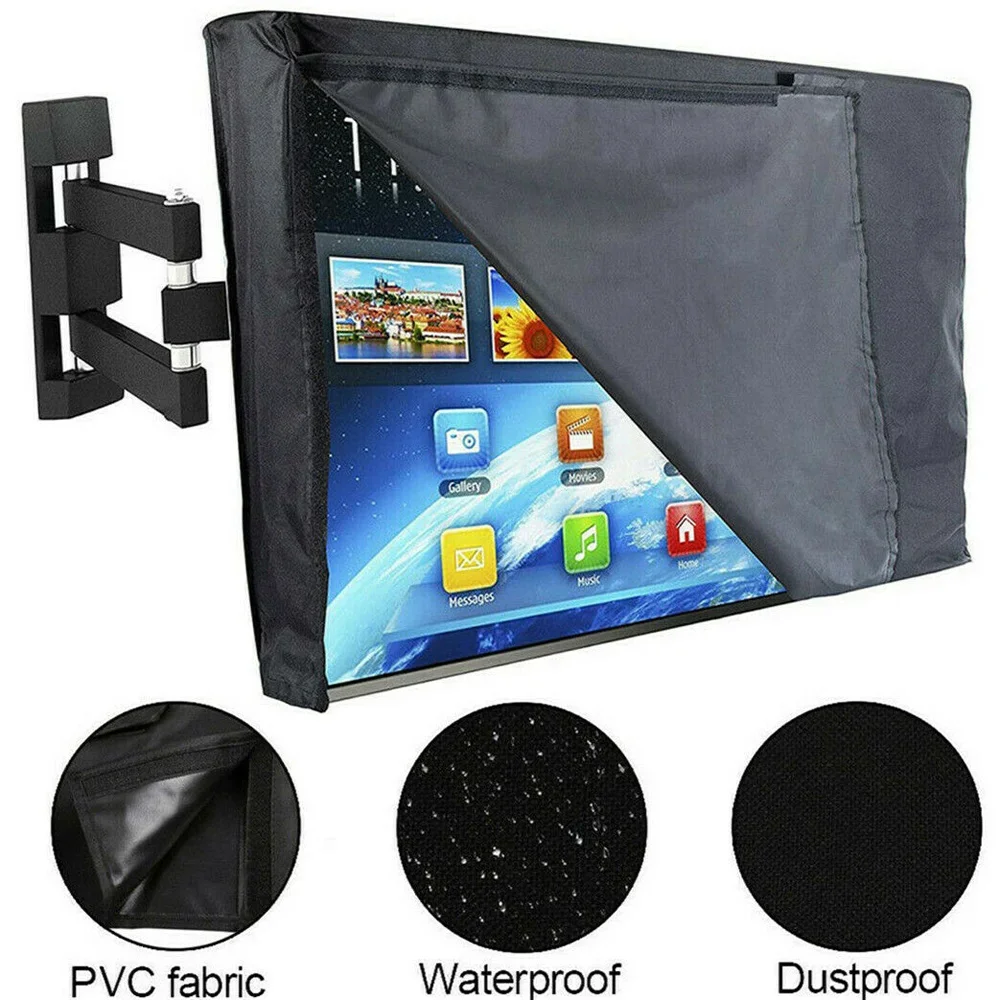 Outdoor Waterproof TV Cover with Front Flap Black Television Protector For LCD LED Television Protector For 22\'\'to 58\'\'LCD LED