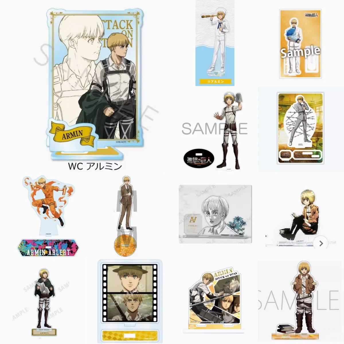 42 estilos Anime Armin Arlert soporte acrílico muñeca juego Arlert Armin figura modelo placa Cosplay juguete para regalo