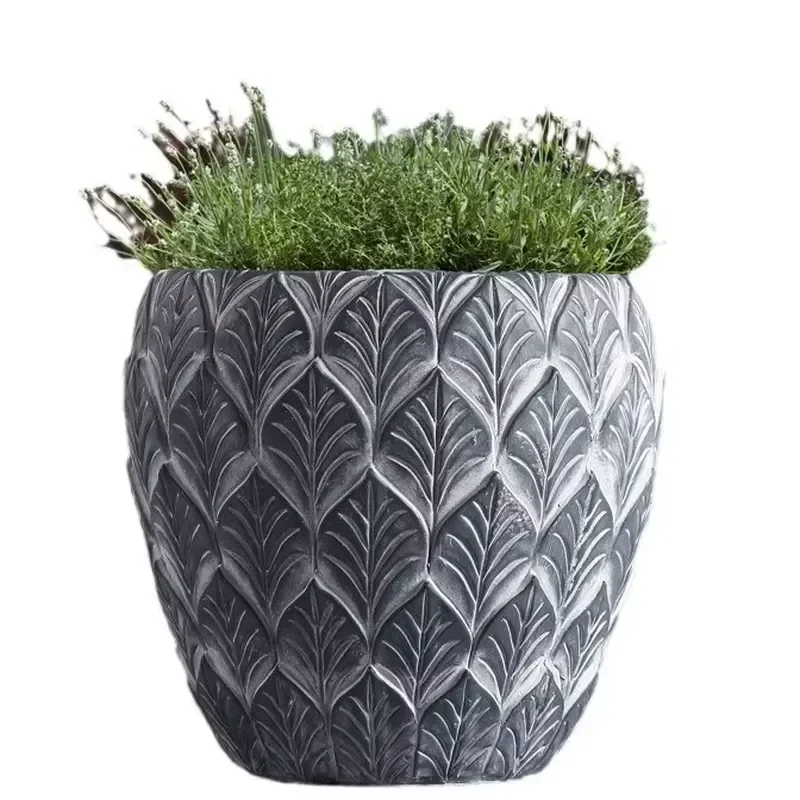 New Design Large Magnesium Oxide Planter Art Decoration Magnesium Cement Large Planter Pot