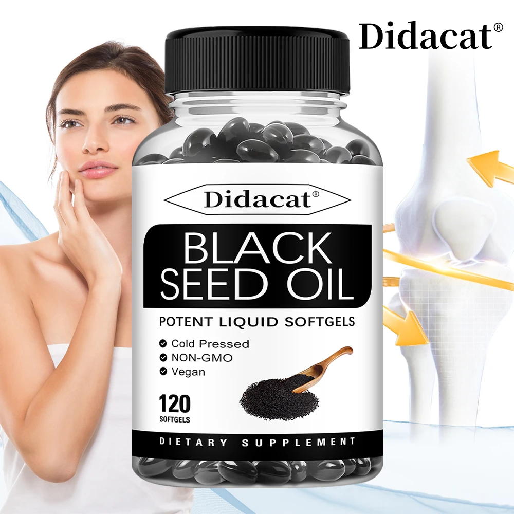 

Black Seed Oil - Digestive Health, Supports Immune Health, Supports Skin and Hair Health, Antioxidant - 120 Capsules